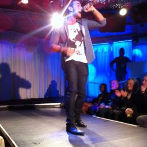 Jonas Johnson Performing for the GUESS Claudia Schiffer anniversary catwalk show in Stockholm Link to the performance httpssoundcloudcomlawrnzlawrnzsoldierheartandcool