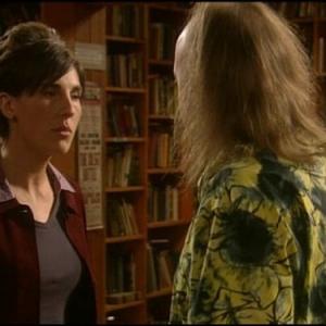 Still of Bill Bailey and Tamsin Greig in Black Books 2000