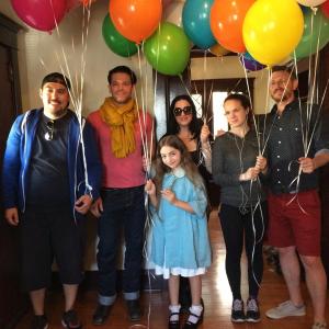 Gracie with cast and crew of her short Miriams Balloons