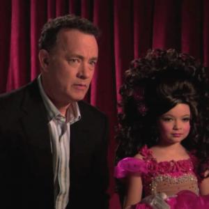 Nikki Hahn and Tom Hanks on set of Toddlers  Tiaras skit for Jimmy Kimmel  2011