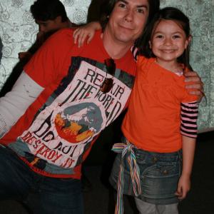 Nikki Hahn on the set of iCarly with Jerry Trainor  2009