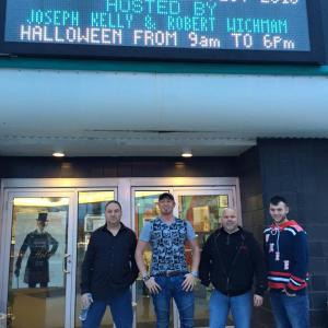 Festival directors Joseph Kelly and Robert Wichman with son Jake Wichman and actor Christopher Woods at Upstate NY Horror Film Festival 2015
