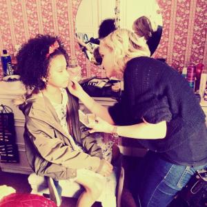 Sennia Nanua in make-up on the set of Beverley. Make-up artist Rebecca Yeates, April 2014.