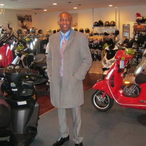 David Olawale Ayinde, Photo in a Motorcycle shop in Atlanta, Georgia, America.