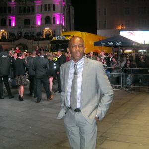 David Olawale Ayinde in Leicester Square in London at the Film Premiere of LEGEND
