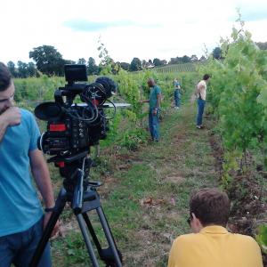 David Olawale Ayinde with some fellow actors featuring in a Sainsburys Commercial filming in Dennies Vineyard Cobham UK