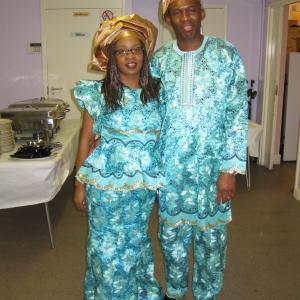 Actor David Olawale Ayinde and his wife Patricia Ngozi Ayinde dressed in African Attire at a Social Event
