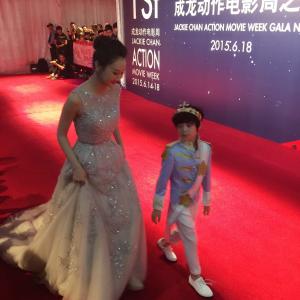 Lin Peng (林鹏) & Jozef Waite (西蒙子) walking the red carpet at the Shanghai International Film Festival 2015 - Jackie Chan Action Movie Week Gala Night.