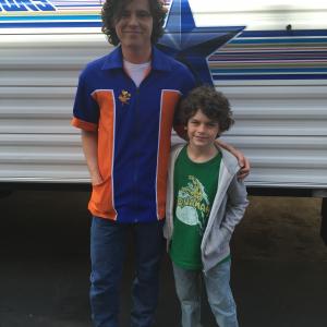 Zachary Rifkin with Charlie McDermott on the set of Super Clyde.
