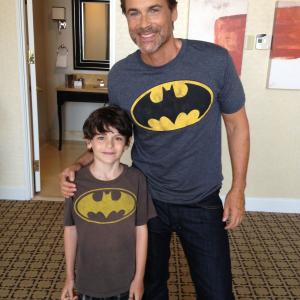 Zachary Rifkin with Rob Lowe on the set of Beautiful and Twisted