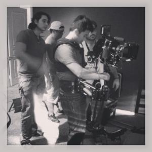 On the left Director Alex Kahuam. Operating the camera DP Dan Wang. Still from 