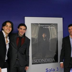 On the left DirectorProducer Alex Kahuam and Executive Producer Adrian Bodegas On the right Actor Michel Calderon Screening of Escondida in Mexico City