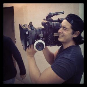 Director Alex Kahuam operating a 35mm Ari camera
