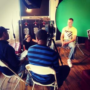 Director Johnathan Paul and crew conduct an interview for Hustler of Providence