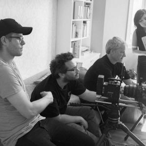 On the set of The Apartment, Thomas, Nils, Tommy and Nathalie