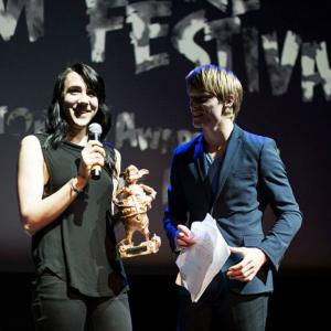 Accepting the award for Best Actress at the Phrike Film Festival