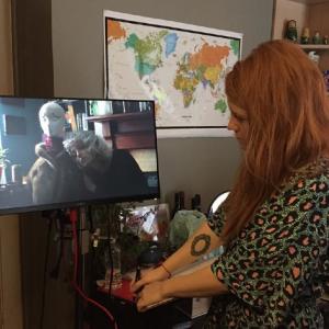 Mel directing episode 7 of her webseries The Manor.