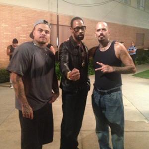 With actormusic artist  producer The RZA from WU TANG CLAN  my homie Mike Flores filming an episode of GANG RELATED on FOX