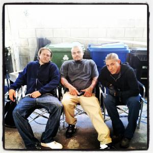 With Actors Charlie Hunnam  Theo Rossi on set of SONS OF ANARCHY