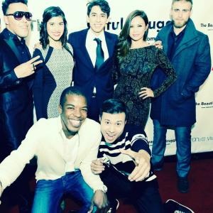 Cesar Hernandez and the cast of The Beautiful Struggle at their premiere.