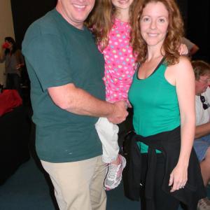 Sydney with her Mom and Dad on set of Tooth Fairy 2
