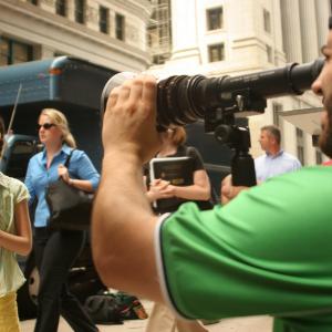 Director Michael David Lynch checks out which Lens to use on Actress Leah Rose