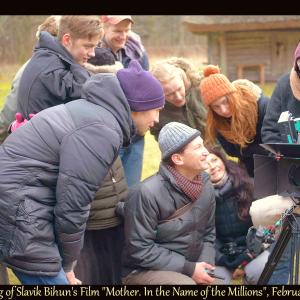 Slavik Bihun in the middle with the Crew during the shooting of the film Mother In the Name of the Millions