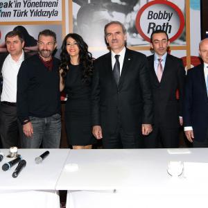 Seda Egridere and Bobby Roth attend a press conference for Alina The Turkish Assassin