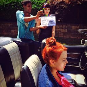 Kayla on set filming for short film Baby on Board