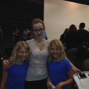 Dove Cameron with Abby and Tate on set of Liv and Maddie