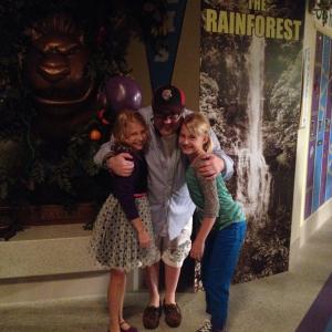 Director Andy Fickman with Abby and Tate on set of Liv and Maddie