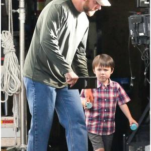 Aidan on set with Bradley Cooper filming American Sniper
