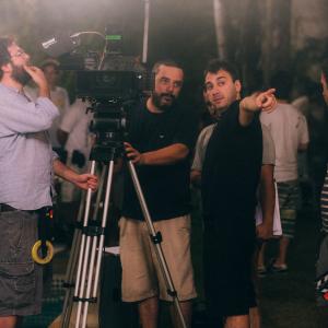 Alex Medeiros gives instructions to director of photography Alexandre Berra during the shoot of thosegirls
