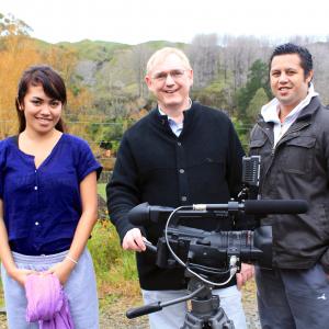 Shooting the final scenes of Rere's Children: David Whittet (Director) with Ebony Tuhaka (Miriama) and Shane Luke (Arapeta).