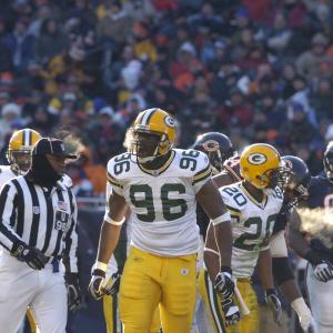 Montgomery celebrates after making a big play. 2008 Green Bay Packers VS Chicago Bears