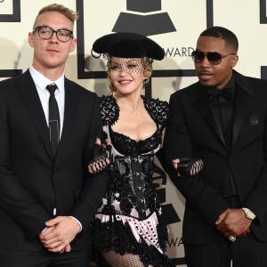 Madonna Nas and Diplo at event of The 57th Annual Grammy Awards 2015
