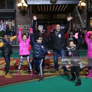 RAINA CHENG (Far right) at 89th Macy's Thanksgiving Day Parade Rehearsal with Sesame Street cast members Alan Muraoka & Suki Lopez; Questlove & fellow child performers, 11/2015. She performed on the Sesame Street Float in the previous year as well.