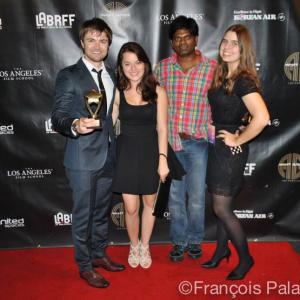 Laura Starace 2nd left with actor Emiliano Ruschel left and friends