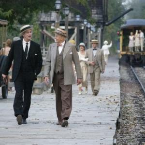 Actors John Lepard and Marty Bufalini stroll down the train station platform in Dayton, TN (1925). Actual location is at the beautiful Crossroads Village in Flint, MI.