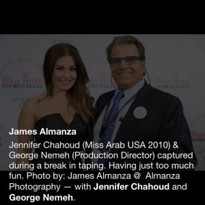 Director George Nemeh with 2010 Miss Arab USA Pageant winner Jennifer Chahoud