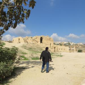 George Nemeh walking the Roman Ruins setting up sightsOctNov 2015 !Surprise image!