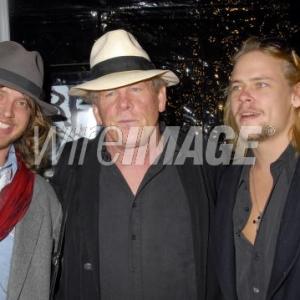 LOS ANGELES CA  JANUARY 31 2008 Actor Nick Nolte center and his son actor Brawley Nolte R and musician BonTweedle aka Chebon Wehba attend the Los Angeles Premiere of Paramount and Nickelodeon Movies The Spiderwick Chronicles held at