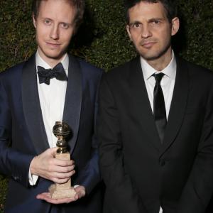 László Nemes and Géza Röhrig at event of 73rd Golden Globe Awards (2016)