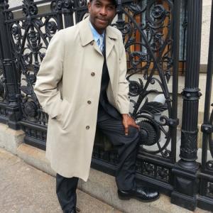 Gregory Mikell with a bit of British fashion sense on the streets of lower Manhattan 2015