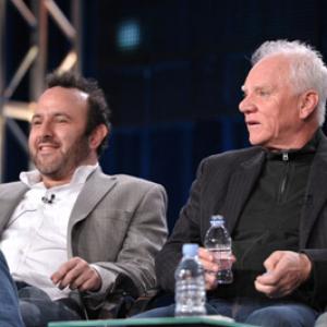 Jason Ensler and Malcolm McDowell at the 2011 TCAs