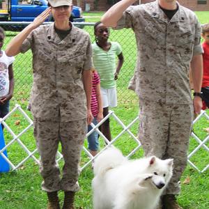 Saluting alongside Marines after a show at Joint Base McGuire-Dix-Lakehurst