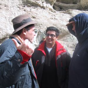 Tabrez with Oliver Stone L and Iain Smith R in Ladakhshooting Alexander