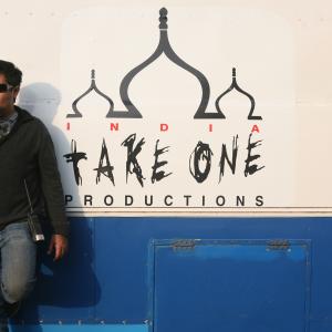 Tabrez outside his trailer, on the set of 