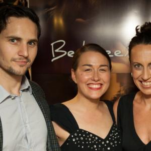 Between Me Opening night Adrian Auld with costar Chloe Boreham and Director Kim Farrant