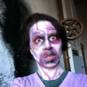 Zombie in Purple Sweater On the set of The Soulless